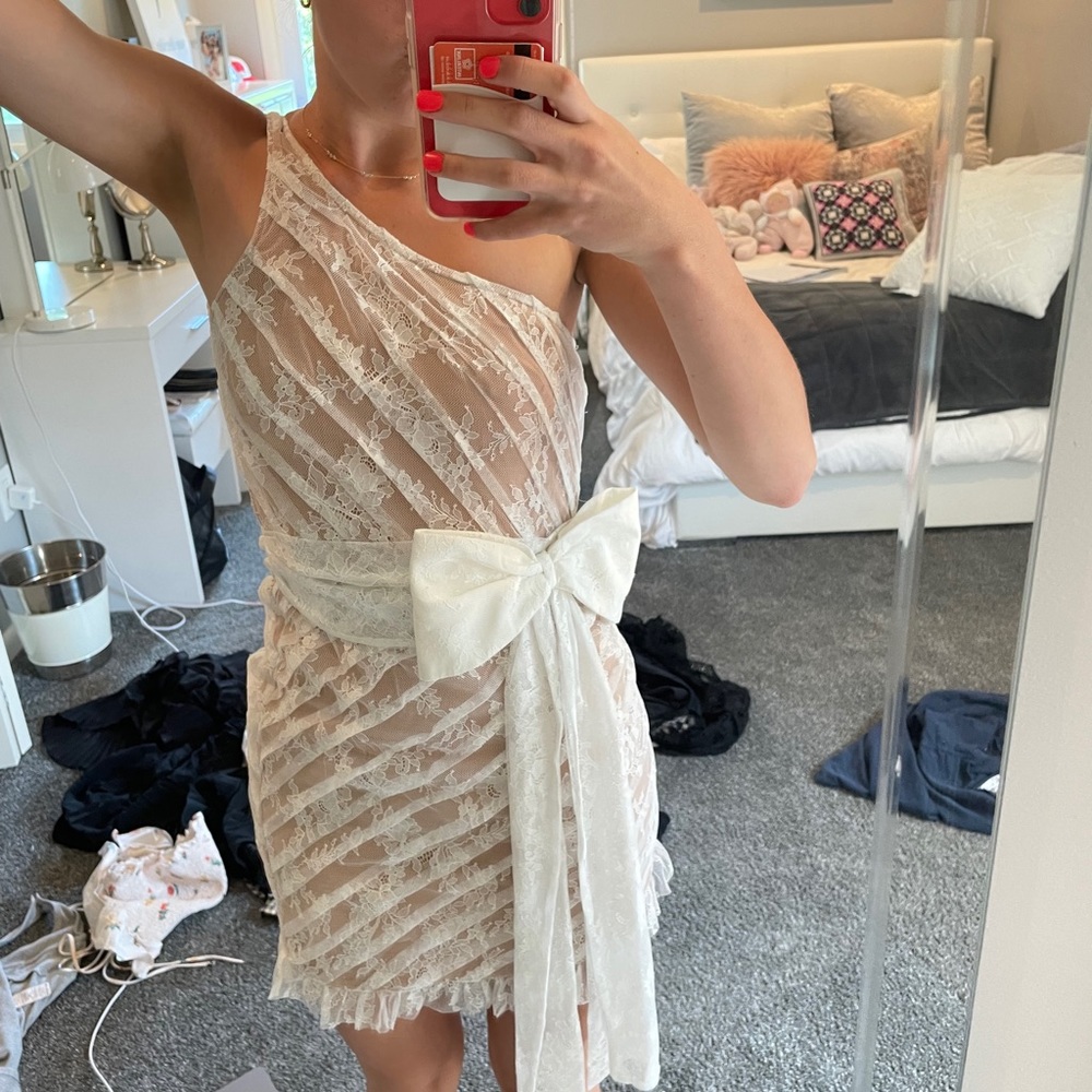 for love and lemons white dress with bow